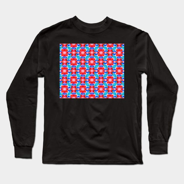 Red White and Blue Aesthetic Pattern 4 Long Sleeve T-Shirt by BubbleMench